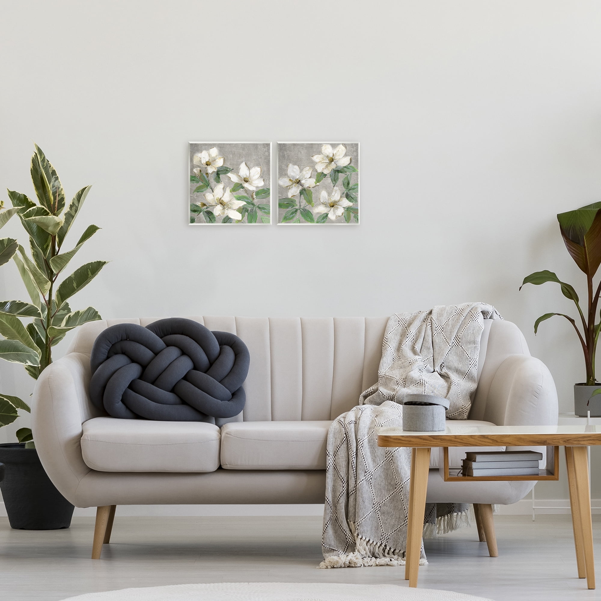 Stupell Industries Blooming Ivory Magnolias 2 Piece Wall Plaque Art Set, design by Sally Swatland