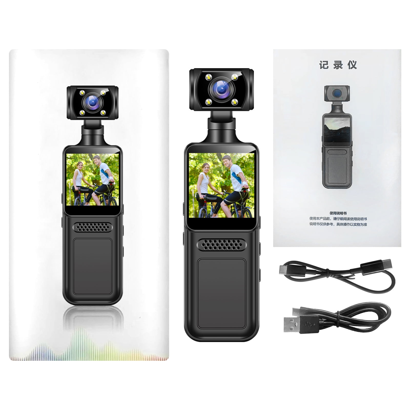 Portable Handheld 4K Pocket Camera 180 Degree Rotating Camera Portable Digital Video Recorder Cycling Sports Camcorder