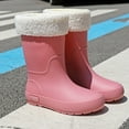 thumbnail image 5 of KEGIRLOM Women's Removable Lined Waterproof Comfortable Height-Increasing Heeled Mid-Calf Rain Boots Shoes For Fall And Winter. Pink Size 4.5, 5 of 7