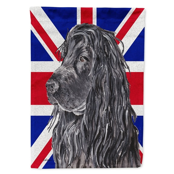 Carolines Treasures SC9867CHF Black Cocker Spaniel with English Union Jack British Flag House Flag House Size multicolor