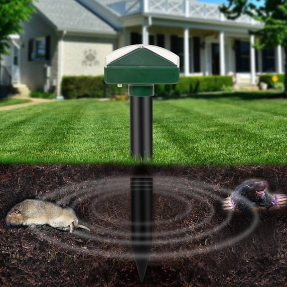 #1 Solar-Powered Mole, Vole, Gopher & Groundhog Repellent - Ultrasonic Stake Gets Rid Of Burrowing Animals From Lawn, Garden & Yard In 2 Weeks