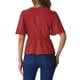 thumbnail image 3 of Blusa peplum para mujer INSPIRE CHIC con mangas acampanadas, decoración de lazo, escote en V profundo, color rojo, 3 of 6