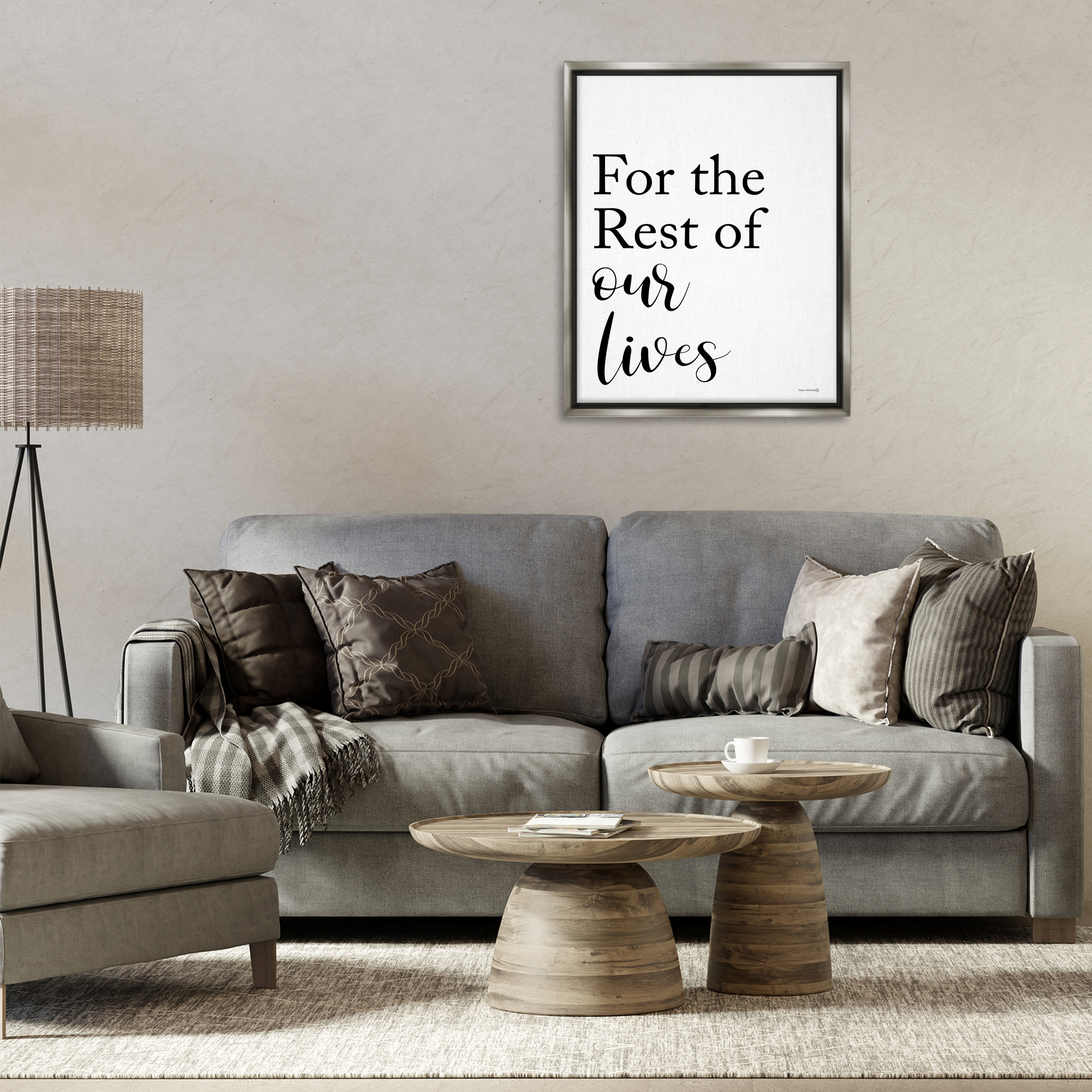 Stupell Industries Rest Of Our Lives Text & Numbers Painting Gray Floater Framed Canvas Art Print Wall Art, 25 x 31
