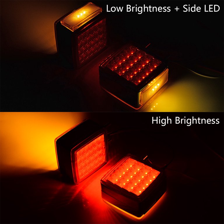 2PCS Double Face Amber Red 51-LED 4