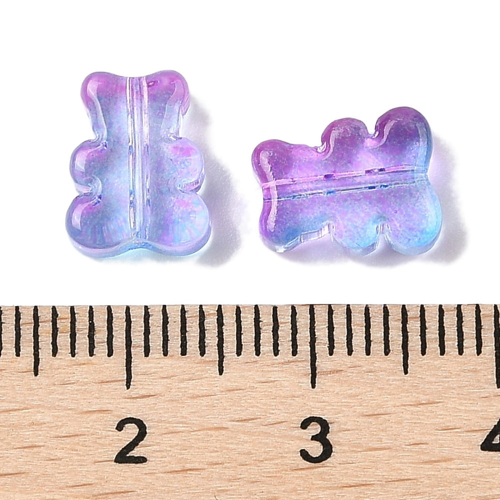 Transparent Spray Paint Glass Beads Bear Mixed Color 10x8x4mm Hole: 1mm