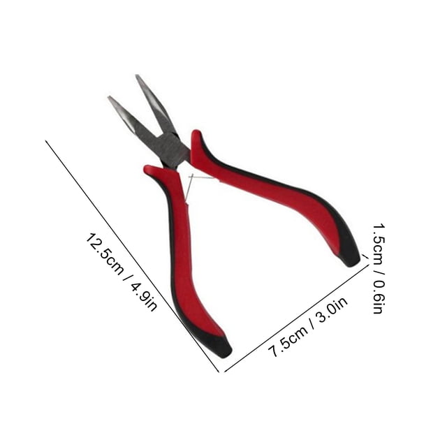 Hair Extension Plier, 4pcs Curved Nose Silicone Rings Sturdy Hair Extension Tools for Hair Salon Dark Brown