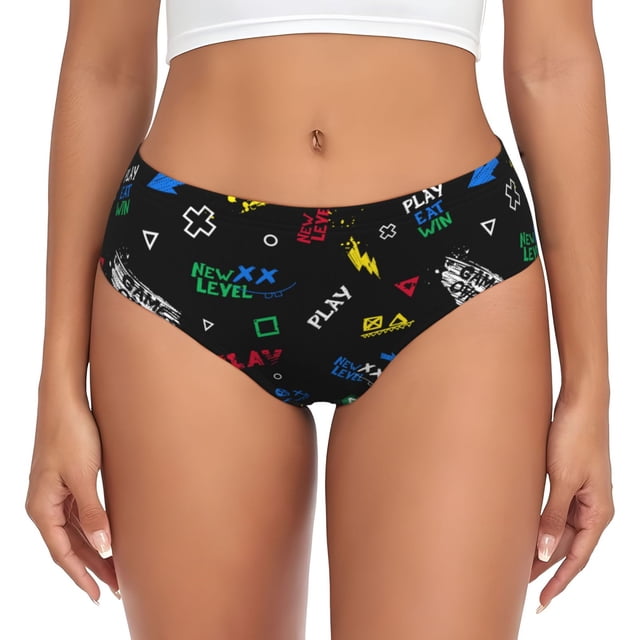 Fotbe Gamepads Calzones Estampados para Mujer – Ropa Interior de Algodón, Cómoda, Suave y Elástica-X-Large