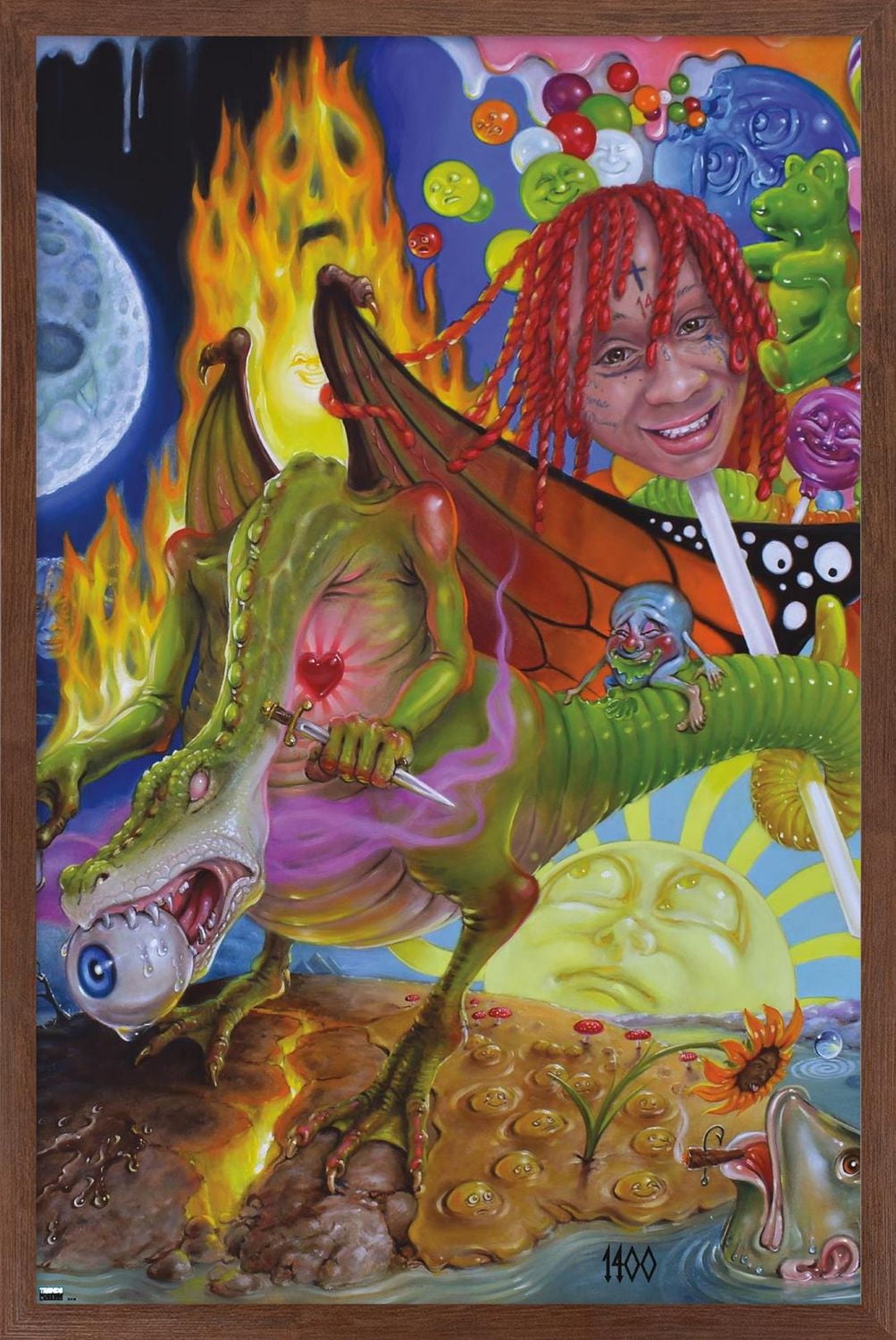 Trippie Redd - Trip at Knight Album Cover Wall Poster with Magnetic Frame, 22.375" x 34"