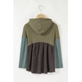 thumbnail image 6 of Women's Laurel Green Colorblock Patchwork Hooded Top with Wide Sleeves - [ZhiHiMeRi] | (US 12-14)L, 6 of 12