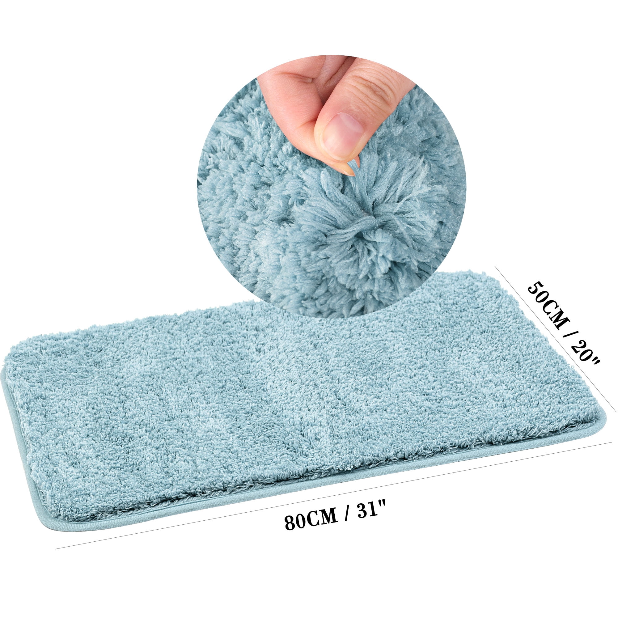 Unique Bargains Bathroom Shaggy Bath Mat Fluffy Non-slip Door Floor Rug Blue 20" x 31"