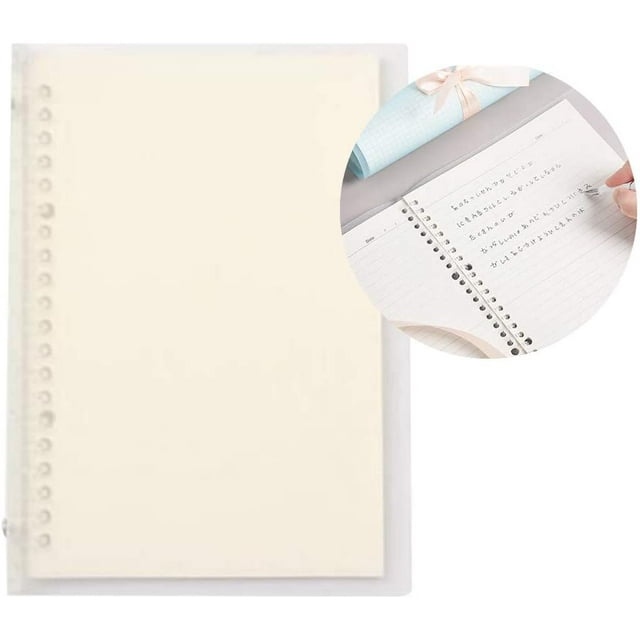 Transparent A5 Refillable Notebook 20 Rings/Holes Loose Leaf Binder Flexible Waterproof PP Cover 30 Sheets Ruled Lined Paper Refillable Binder for Office Home School Students Supplies Loose le