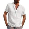 thumbnail image 1 of Camisa de lino y algodón para hombre, camisa informal de corte regular y manga larga, 1 of 4