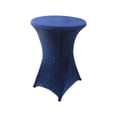 thumbnail image 2 of Pack of 1, Shimmer Tinsel Spandex Cocktail Table Cover 30"-32" Round - Navy Blue for Home or Events Décor, 2 of 2
