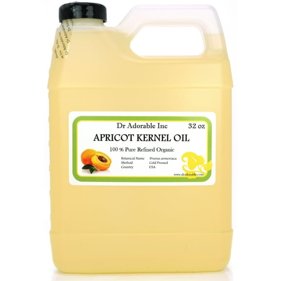 Dr Adorable - 32 oz - Apricot Kernel Oil - 100% Pure Organic Cold Pressed Natural Skin and Hair Care Massage Therapy Aromatherapy