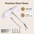 thumbnail image 2 of Gustave Automatic Adjustable Door Closer Stainless Steel Safety Spring Soft Close Hinged Doors for Home Office, Easy to Install (White), 2 of 8