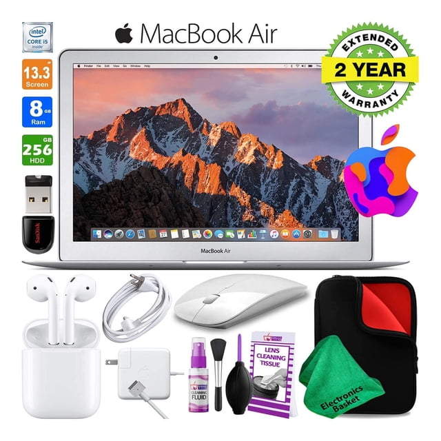 Apple MacBook Air 13 Inch 256GB (2017, Silver) (MQD42LLA) Fully Loaded Bundle (New-Open Box) Apple A1466