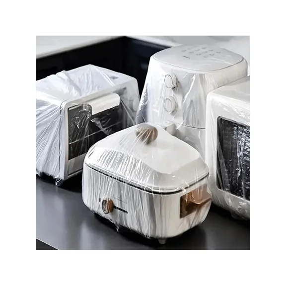 Disposable Food Storage Covers 50 Pack, Elastic Stretch to Fit Bowl Covers for Leftovers, Universal Fresh-Keeping Plastic Bags for Plates and Containers, Kitchen Essentials for Home and School