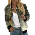 thumbnail image 2 of Feancey Prime Sales Today Women's Floral Bomber Jackets Lightweight Fashion Zip Up Trucker Jackets Fall Casual Long Sleeve Elastic Ribbed Comfy Flight Jacket with Pockets Multicolor M, 2 of 5