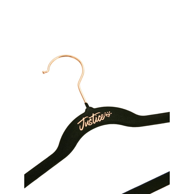 Justice Girls Non-Slip Swivel Hook Clothes Hangers, Black Velvet, 100 Pack  