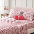 thumbnail image 2 of Betsey Johnson - Full Bed Sheets, Satin Bedding Set with Matching Pillowcases, Wrinkle & Fade Resistant, Silky Smooth for Healthy Hair (Cherry Good Day Pink), 2 of 5