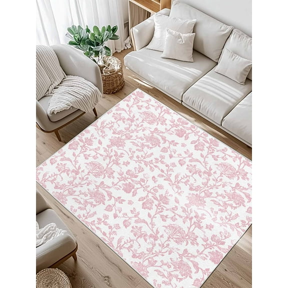 Light Pink Floral Paisley Area Rug for Bedroom 3x5 Ft Boho Leaf Vintage Farmhouse Linen Super Soft fuzzy Throw Rug Non-Slip Fluffy Plush Indoor Floor Carpet for Living Room Nursery Home Decor