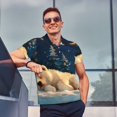 thumbnail image 4 of Balery Starry Sky Sleep White Bear Camisa Polo de Hombre con Estampado, de Manga Corta y Tejido Medio, Camisa Tipo Golf Polo-4X-Large, 4 of 6