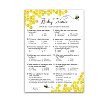 Baby Shower Trivia Game Bumble Bee Neutral Yellow Mommy to Bee Fun Baby Facts, 25 Pack G620-TRV