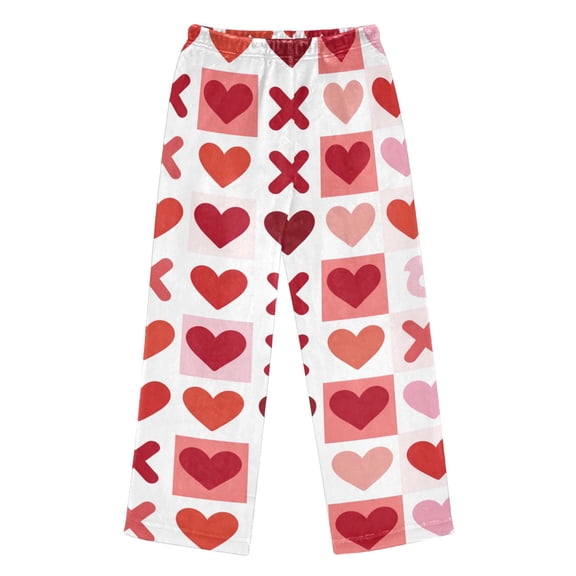 Pajama Pants Red and Pink Valentine's Day Long Pant Lounge Casual Elastic Waist Sleep Flannel Pants