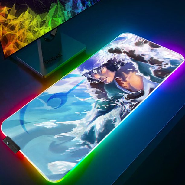 Alfombrilla de ratón con luz LED para ordenador, alfombrilla de escritorio de Anime, gabinete de jugador de PC para oficina, alfombrilla de ratón grande de una pieza, almohadilla de mesa RGB LIUWENJING unisex