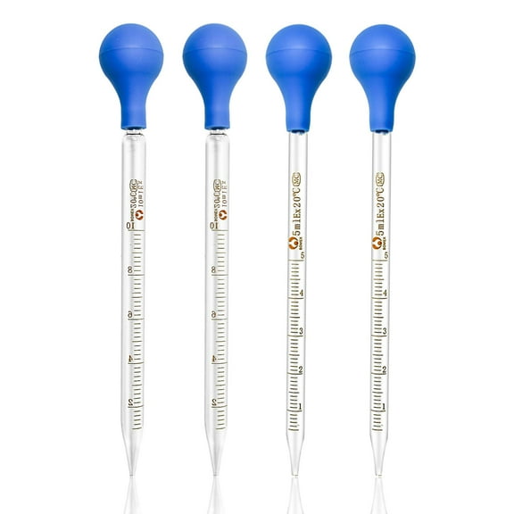 4 Pieces Glass Pipette 10ml 5ml Glass Graduated Pipettes Dropper with Big Rubber Cap Dropping Lab Pipette Transfer for Liquid Essential Oil