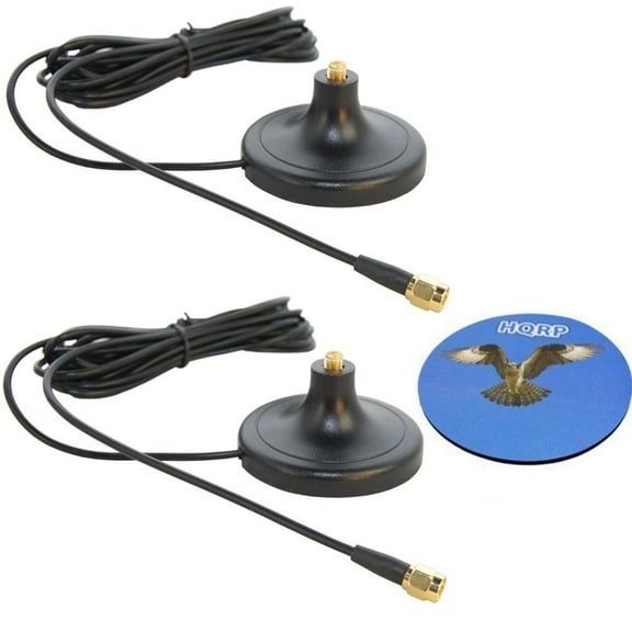 HQRP SET: 2 PCS 3M RP-SMA WiFi Antenna Extension Cable Connector Magnetic Base for D-Link DIR-825 / DIR-628 / DGL-4500 / DIR-660 / DIR-615 / DIR-855 / DIR-655   HQRP Coaster
