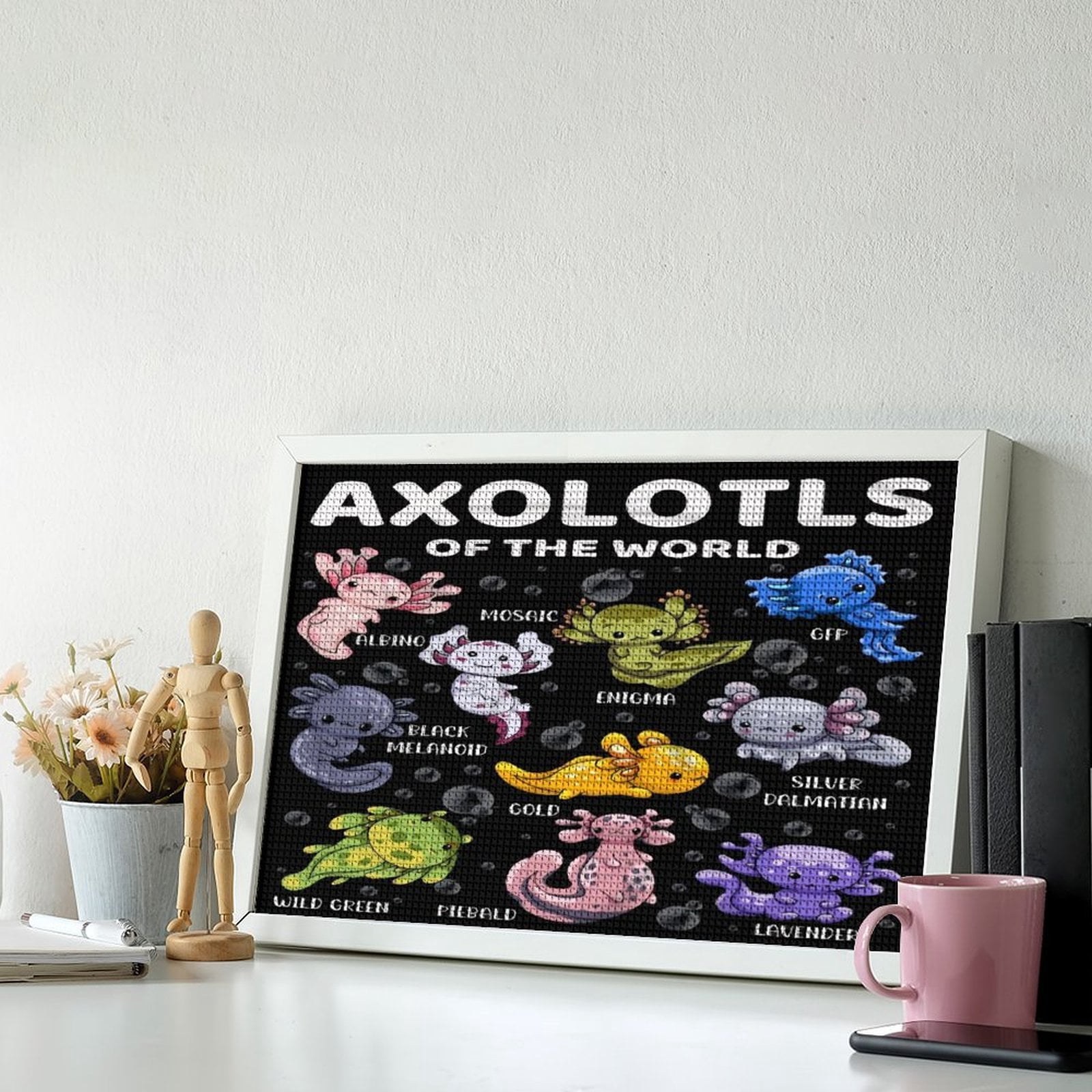 Axolotl Diamond Painting Horizontal (Square Diamond) (Canvas), A Craft For Beginners, Suitable As A Gift Or Home Wall Decoration 12"x20"