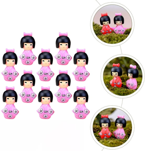 Raindrops 10pcs Mini Japanese Dolls with Lovely Kimono for Home Decoration and Mini Crafts