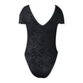 thumbnail image 5 of SRZYMJ Women's Short Sleeve Lace Bodysuit Sheer V-Back V Neck Slim Fit Going Out Top Double Lined Thong Body Suit, 5 of 5
