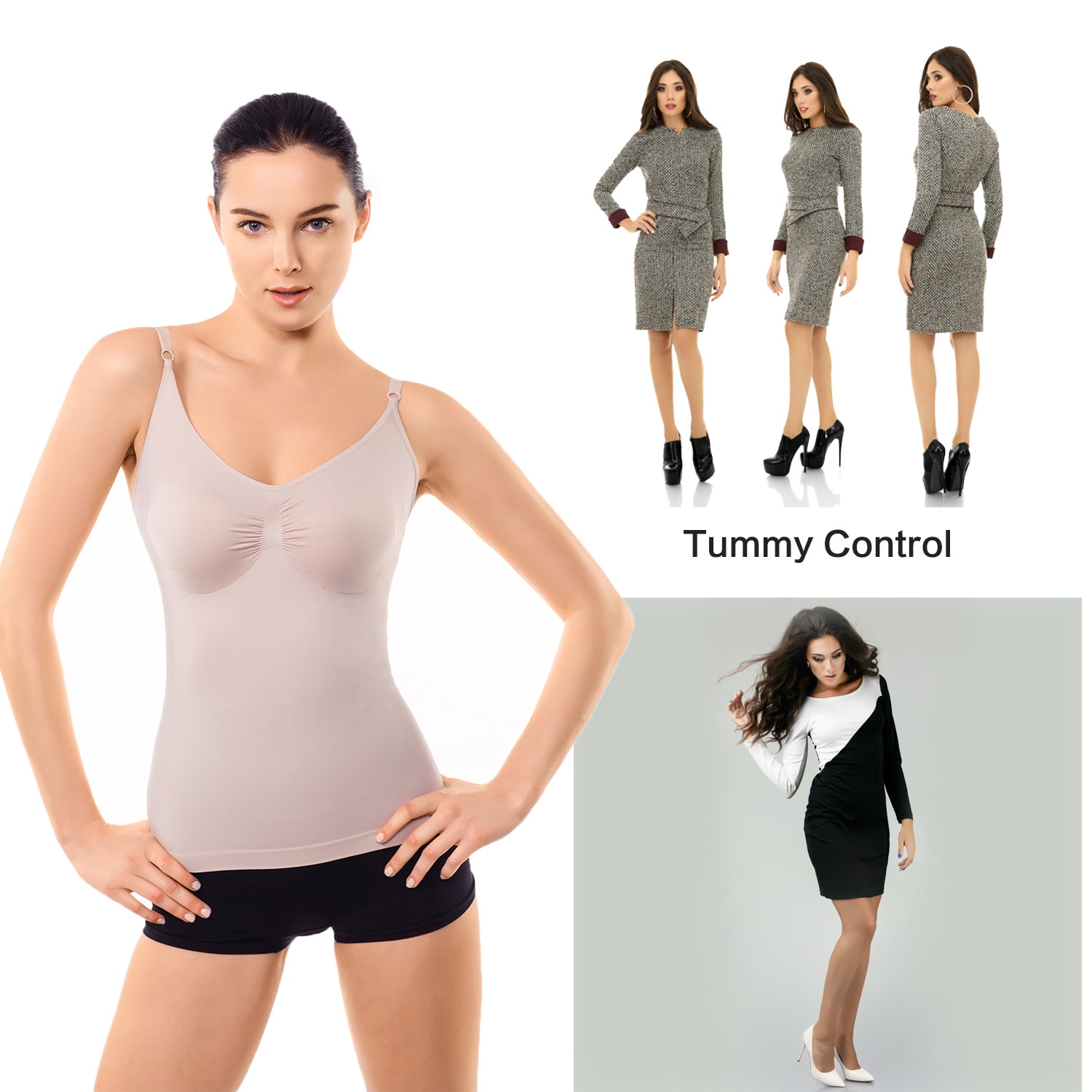 MD Women's Shapewear Tank Top Cami Body Shaper Shirt for Sports and  Everyday Wear XXL Nude