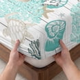 thumbnail image 3 of King Size Fitted Sheet Set - Ocean Coastal 3 Piece Bedding Sets 16" Deep Pocket Fitted Sheet with 2 Pillowcases, Watercolor Sea Turtle Coral Shell Wood Grain Brushed Microfiber Hotel Bed Sheets, 3 of 9