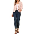 thumbnail image 2 of INSPIRE CHIC Women's Notched Lapel Long Sleeves Button Striped Blazer XXXL Light Pink White, 2 of 6