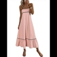 thumbnail image 2 of Vestido de Verano para Mujer, con Tirantes Finos, Informal, Fluido, de Encaje, Midi, para Playa, 2025. Rosa M, 2 of 7