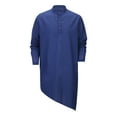 thumbnail image 3 of Men's Muslim Robe Tops Kaftan Robe Button Down Long Sleeve Henley Lightweight Asymmetric Hem Solid Color Blouse, 3 of 7
