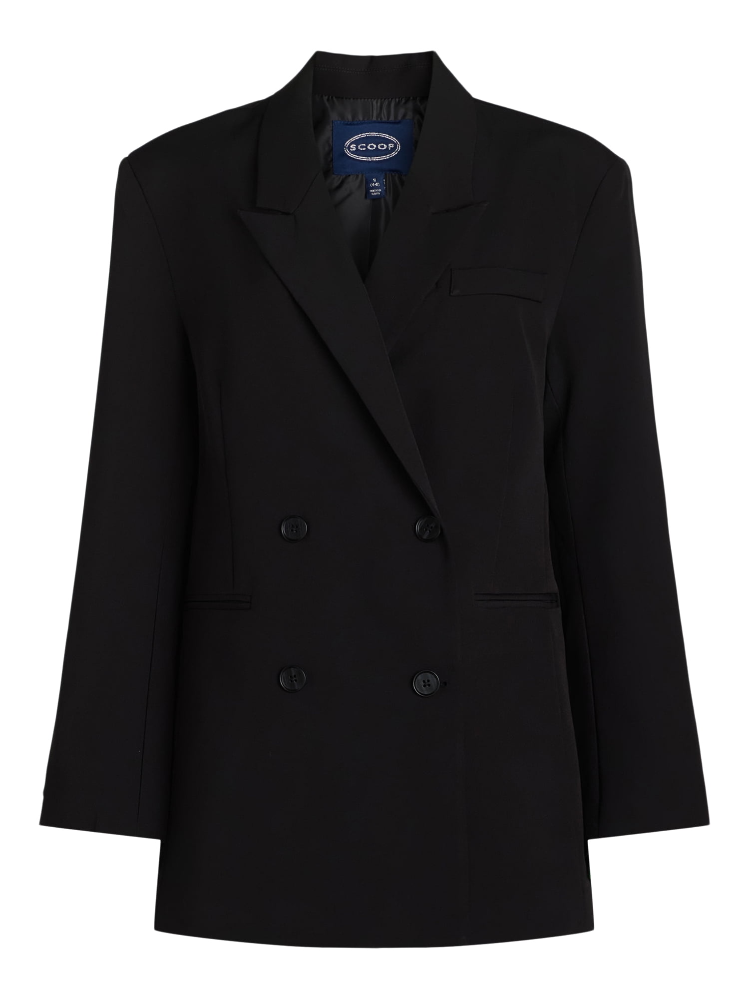 Scoop Women's and Women's Plus Crepe Slouchy Double Breasted Blazer, Sizes XS-4X