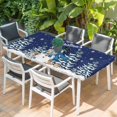 thumbnail image 2 of Navy Blue Christmas Table Cloths for 6 Foot Rectangle Tables, Snowman Xmas Snowflake Gifts Winter Patio Waterproof Elastic Fitted Tablecloths, Washable Rectangular Table Cover for Camping, 2 of 8