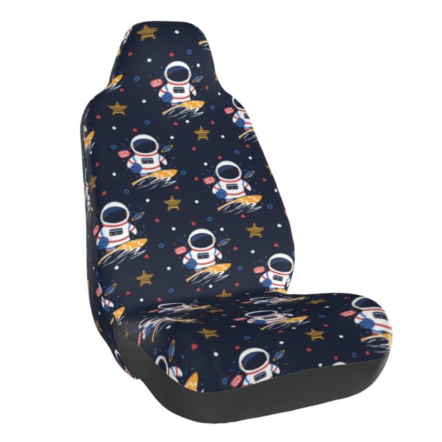 Wukai Astronaut Surfing Full Set Car Seat Covers with Soft Padding Universal Auto Front Seats Protector and Cushion Mat