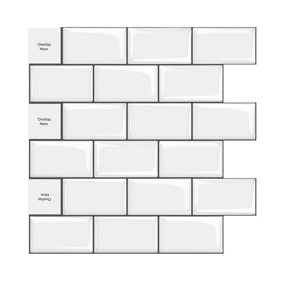 SHAR (10 tiles, thicker version) Peel and stick backsplash, subway tiles, faux ceramic tiles