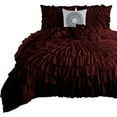 thumbnail image 2 of DNG Creations 5 Piece Luxury Circle Ruffle Comforter with 1 Freebie Ruffle Pillow All-season 550 GSM 800TC, 100% Egyptian Cotton ( Oversized Queen Size ) Solid Wine Colour, 2 of 5