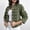 01-Army Green, variant on Women's Stand Collar Denim Jacket, Long Sleeve Double Breasted Cropped Jean Coat, Casual Military Style Denim Outerwear for Daily Street Wear 01-Army Green S