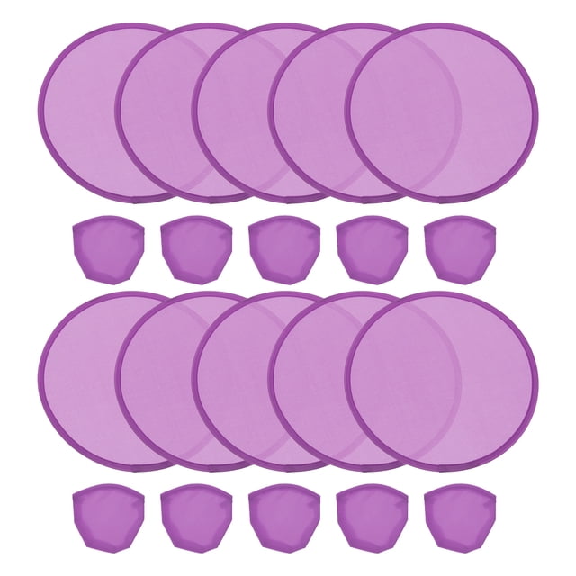 Uxcell 10" Foldable Flying Disc Folding Pocket Flying Disc Bulk Set Purple 10 Pack