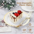 thumbnail image 4 of 100PCS Gold Plastic Plate, 7 Inch Disposable Dessert Plate Party with Gold Rim, Heavy Duty Disposable Plastic Plates for Party, Wedding and Birthday, 4 of 12