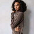 thumbnail image 3 of Women's LC Lauren Conrad Mockneck Pullover Sweater Color: Wine Kayla Roses Size: LARGE, 3 of 4