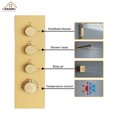 thumbnail image 4 of Boyel Living Luxury Shower System Set Wall Mount 3 Function 12inch Thermostatic Rainfall Shower with 6 Shower Massage Body Spray Jets,Brushed Gold, 4 of 7