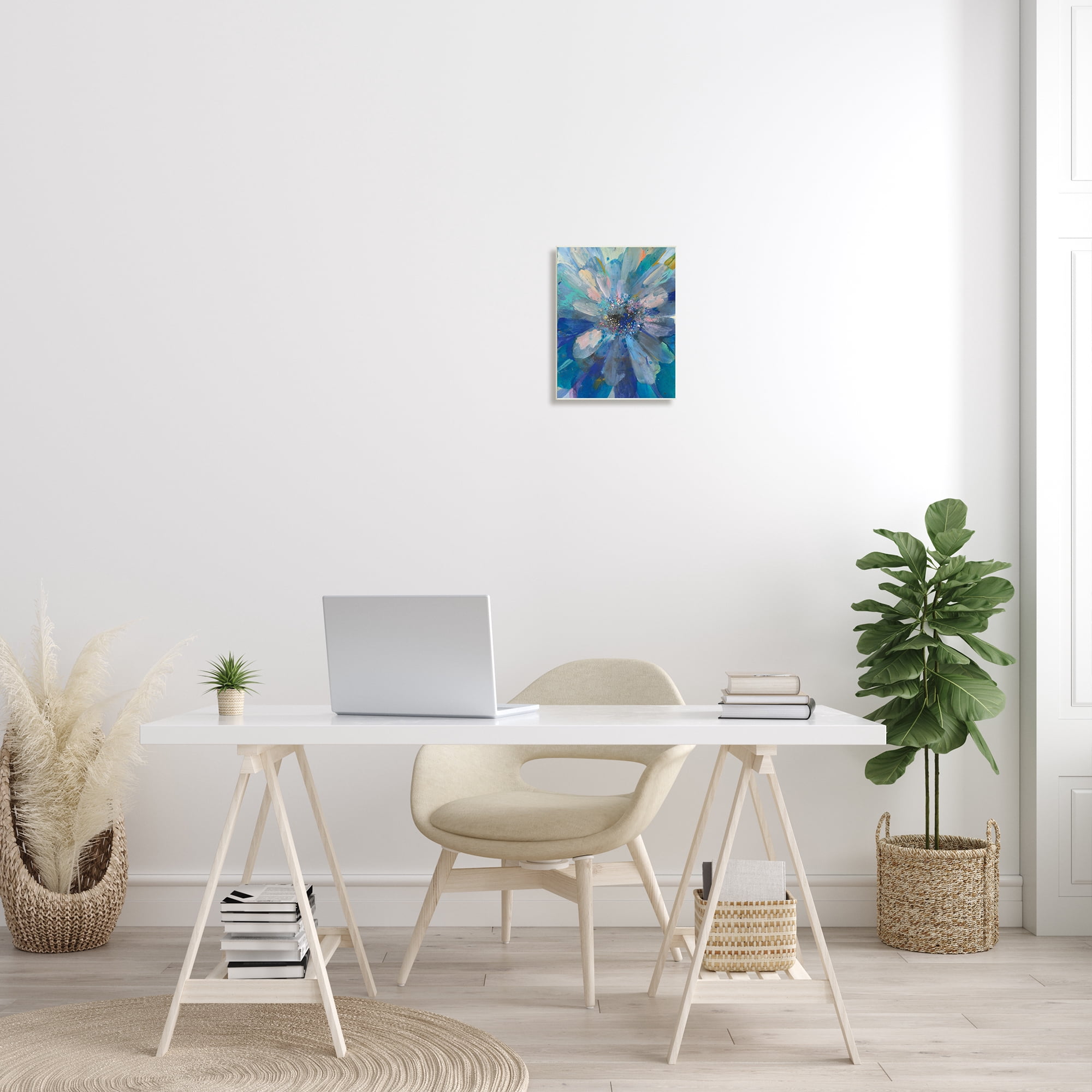 Stupell Industries Abstract Blue Floral Petals Contemporary Flower Splatter Abstract Painting Unframed Art Print Wall Art, 10 x 15